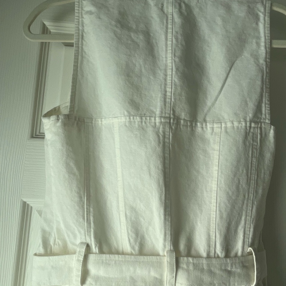 Sundance White Sleeveless Utility Zip Jumpsuit with Tie Belt - Cotton Linen - Picture 11 of 16